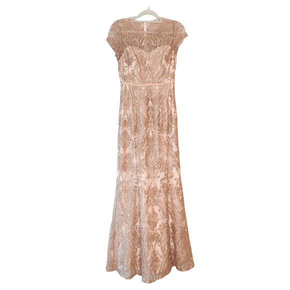 Marchesa Notte Gown Size 4 Blush Metallic Glam Bridesmaid Formal Event NYE Prom Marchesa Notte Gown Size 4 Blush Metallic Glam Bridesmaid Formal Event NYE Prom